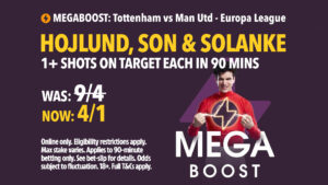 Tottenham vs Man Utd Europa League final boost: Get Hojlund, Son & Solanke 1+ shot on target each at 4/1 with Tote