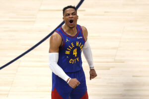 NBA playoffs: Russell Westbrook enjoys himself with hanging dunk tech in Nuggets’ blowout of Clippers