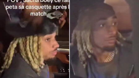 Moment fuming Bayern Munich star has hat stolen in Paris chaos and gives yob death stare after PSG’s win over Arsenal