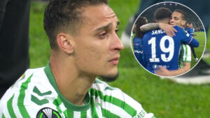 Antony bursts into tears after Conference League final loss to Chelsea as Man Utd flop is comforted by Jadon Sancho