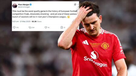 ‘Just embarrassing’ – Piers Morgan leads fan fury at ‘worst European final ever’ between Man Utd and Tottenham