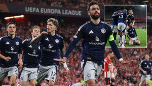 Athletic Bilbao 0 Man Utd 3: United on verge of final after thrashing Spaniards following controversial red card