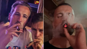 Harry Kane puffs on cigar as Bayern champions drink champagne and dance to Michael Jackson in early hours of morning