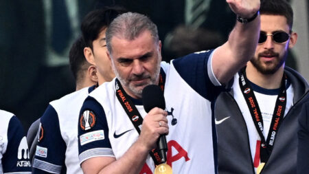 Postecoglou drops huge hint over Spurs future in incredible mic-drop moment as 200,000 fans greet Europa League heroes