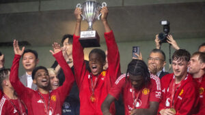 Man Utd stars celebrate Defining Education Challenge Cup after comeback win against Hong Kong