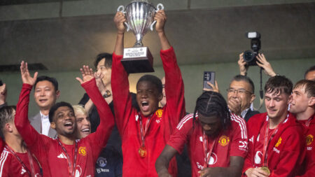 Man Utd stars celebrate Defining Education Challenge Cup after comeback win against Hong Kong