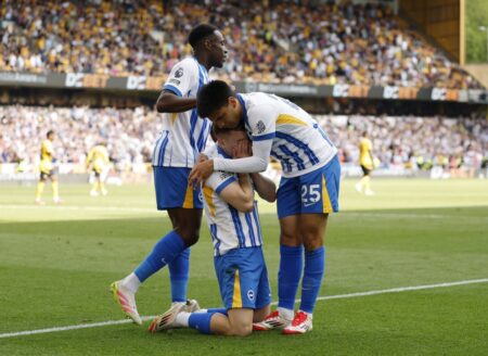 Wolves 0 Brighton 2: Brajan Gruda fights back tears after doubling Seagulls’ lead at Molineux