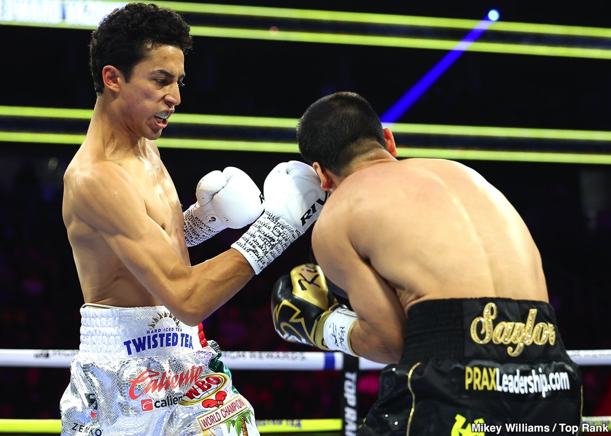 Image: Boxing Results: Rafael Espinoza's Relentless Onslaught: Volume Overwhelms Edward Vazquez in WBO Featherweight Title Defense