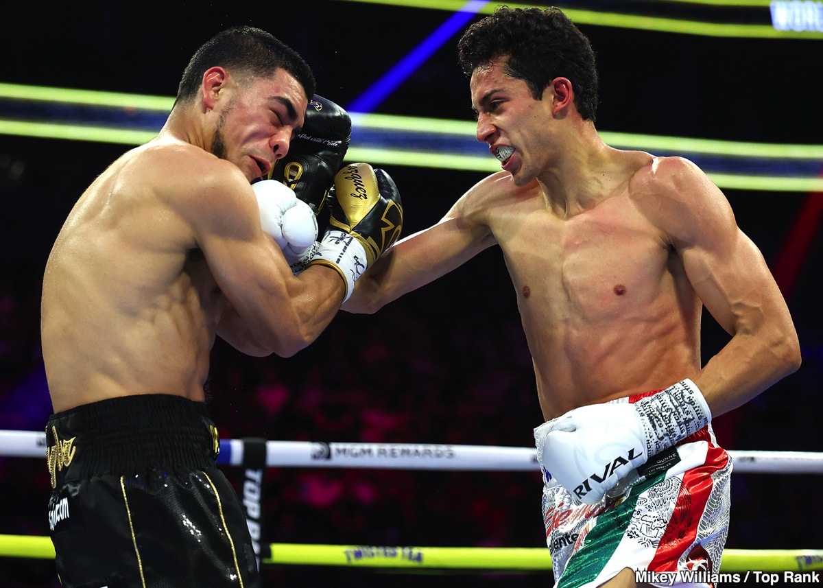 Image: Boxing Results: Rafael Espinoza's Relentless Onslaught: Volume Overwhelms Edward Vazquez in WBO Featherweight Title Defense