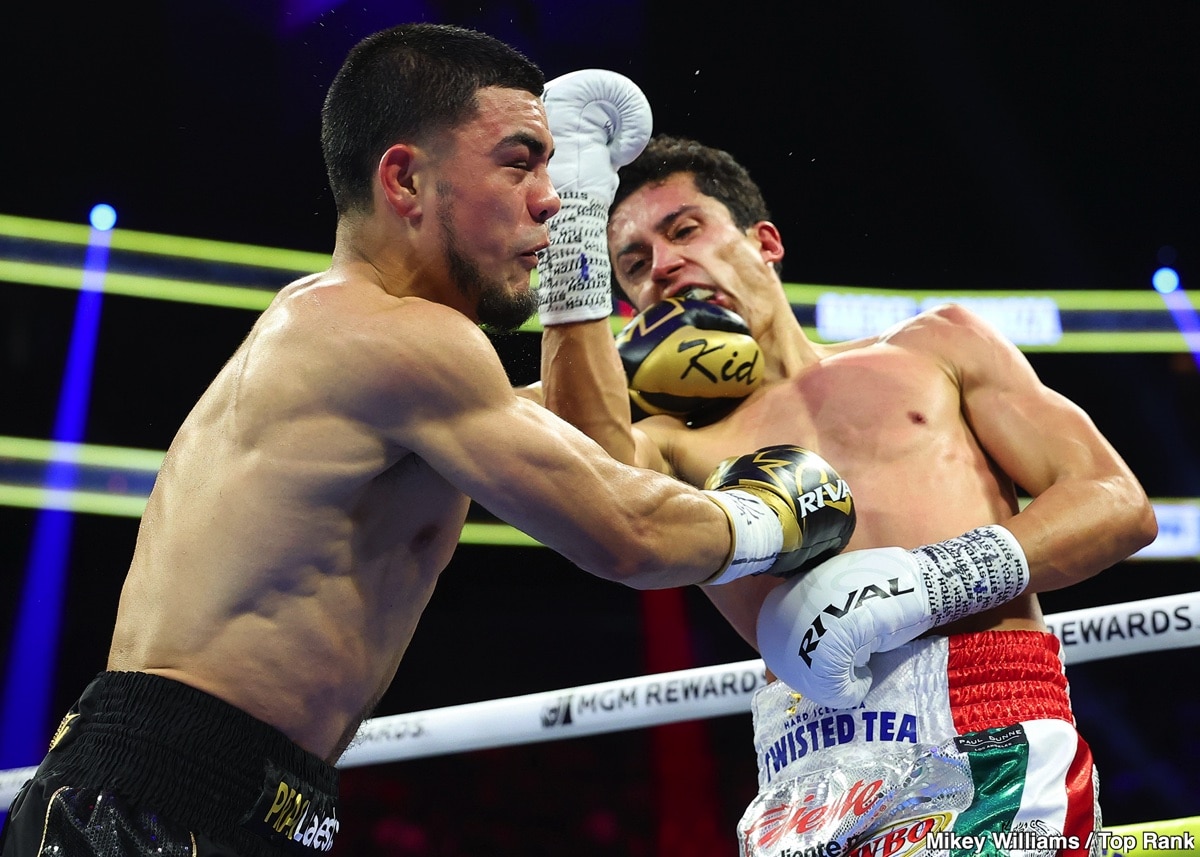 Image: Boxing Results: Rafael Espinoza's Relentless Onslaught: Volume Overwhelms Edward Vazquez in WBO Featherweight Title Defense