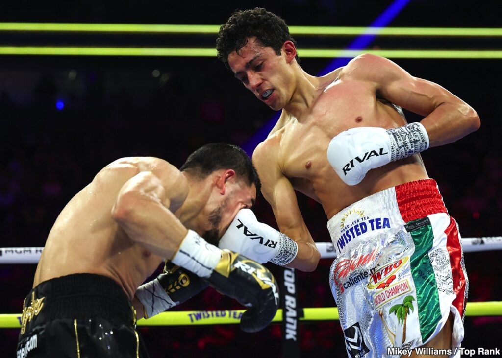 Boxing Results: Rafael Espinoza’s Relentless Onslaught: Volume Overwhelms Edward Vazquez in WBO Featherweight Title Defense