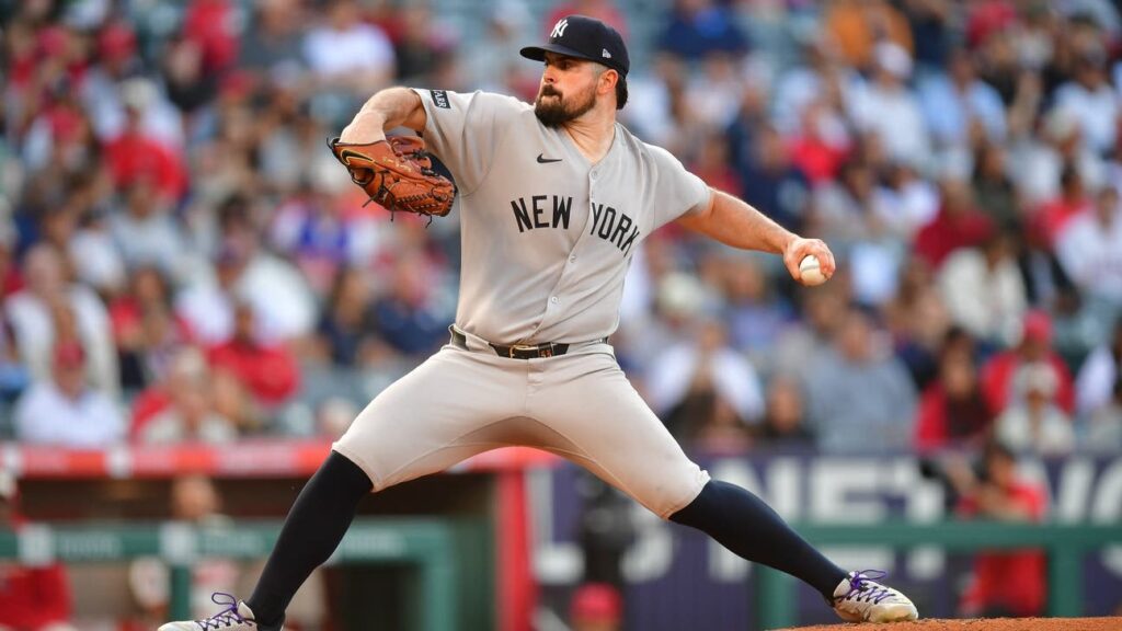Carlos Rodon strikes out 10, Yankees hold on to beat Angels, 3-2