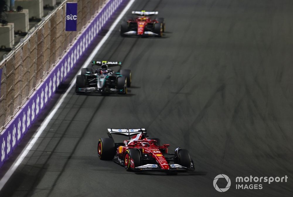 Charles Leclerc, Ferrari; Andrea Kimi Antonelli, Mercedes; Lewis Hamilton, Ferrari