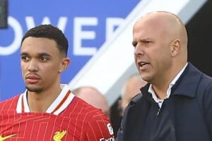 ‘Here’s a gift for Alonso’ – Arne Slot hints Trent Alexander-Arnold WON’T get Liverpool send-off in brutal parting shot