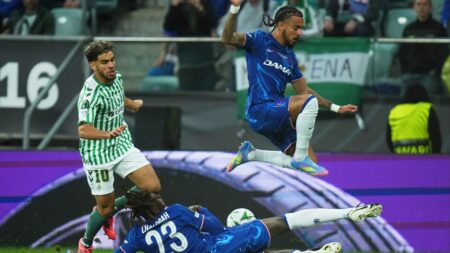 Chelsea star Malo Gusto hauled off at HALF TIME of Conference League final after ‘generational disasterclass’