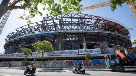 Barcelona reveal first game at renovated Nou Camp as 100,000-seater stadium finally nears completion