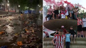 ‘Absolutely disgusting’ – Sunderland fans blasted after footage of how Trafalgar Square was left following party emerges