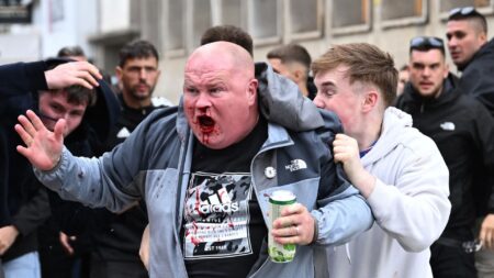 Moment Chelsea & Real Betis fans CLASH in Poland launching bottles & smoke grenades hours before Europa Conference final