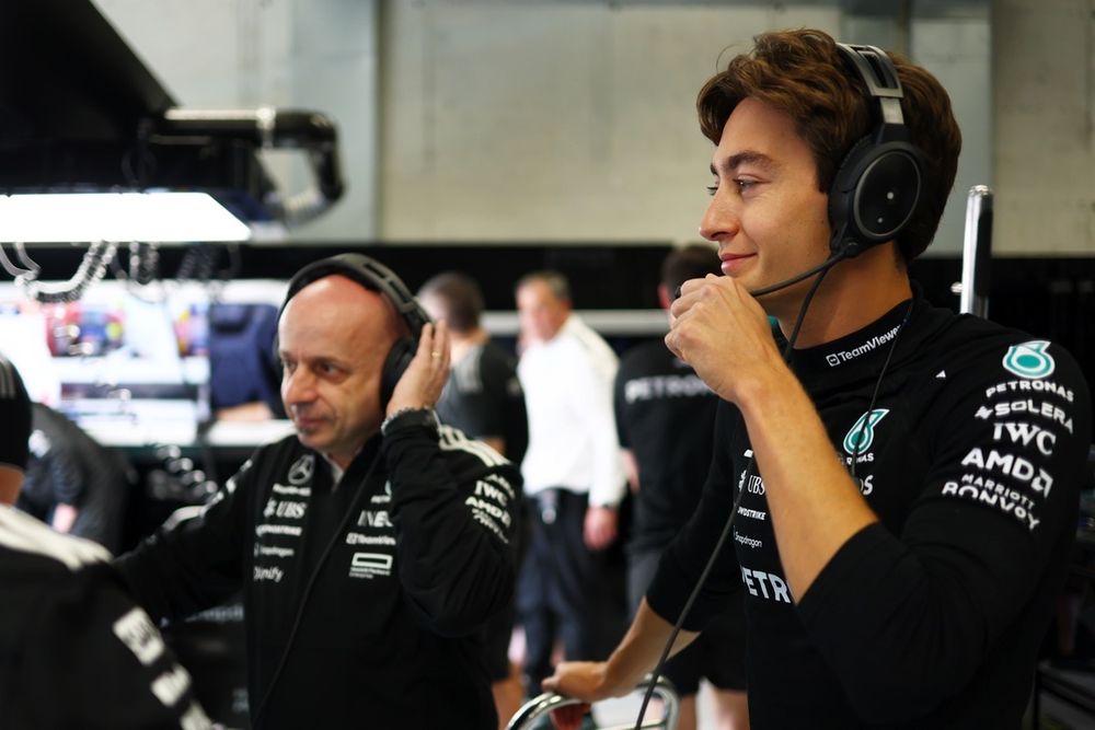 Simone Resta alongside George Russell, Mercedes