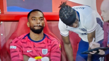 ‘I might get on before Ivan Toney’ jokes ITV commentator Lee Dixon as Saudi star cuts frustrated figure on England bench