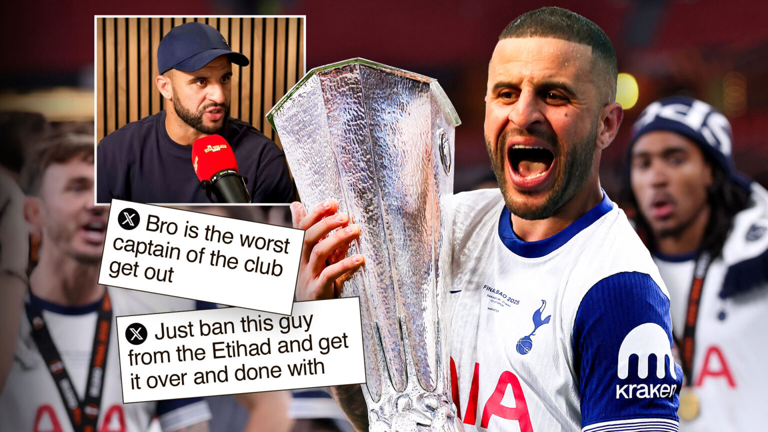 ‘Just ban this guy from the Etihad’ – Man City fans FUME at Kyle Walker over his astonishing Tottenham claim