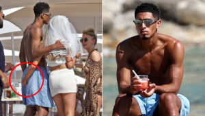 Jude Bellingham’s bum grabbed by bride-to-be on a hen-do as he relaxes in Ibiza before joining up with England