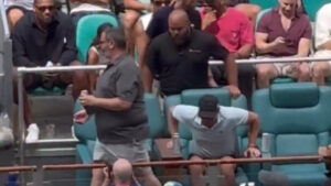 Moment two Miami Open spectators sitting in VIP seats get kicked out after being confronted by ‘upset’ tennis star