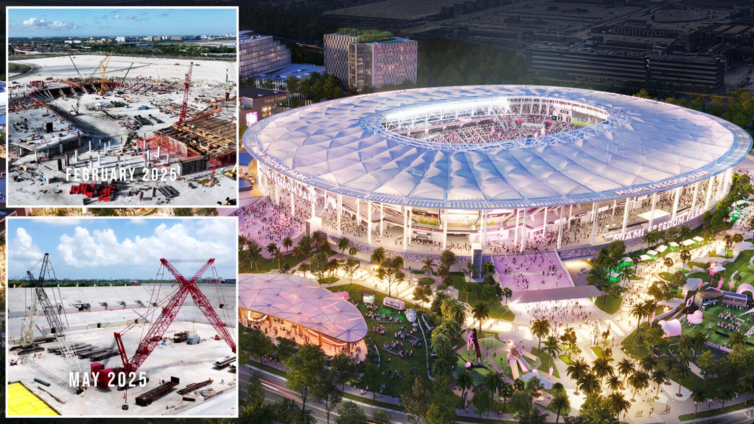 Inter Miami’s stunning new stadium taking shape at incredible rate as new images show stands taking just weeks to build