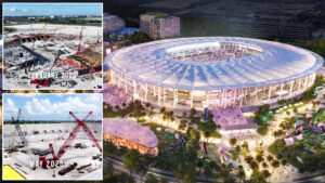 Inter Miami’s stunning new stadium taking shape at incredible rate as new images show stands taking just weeks to build