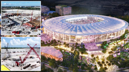 Inter Miami’s stunning new stadium taking shape at incredible rate as new images show stands taking just weeks to build