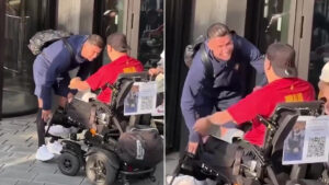 Big-hearted Cristiano Ronaldo laughs it off after fan in wheelchair accidentally drives into him