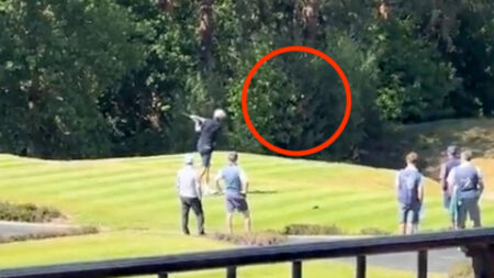 Peter Crouch begs ‘can everyone not share this’ as fan catches absolutely TERRIBLE golf shot on camera