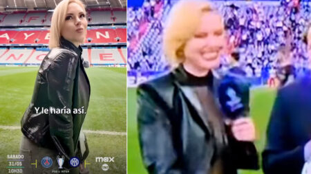 TNT Sports presenter twerks in see-through outfit and leather coat as she hosts Champions League final