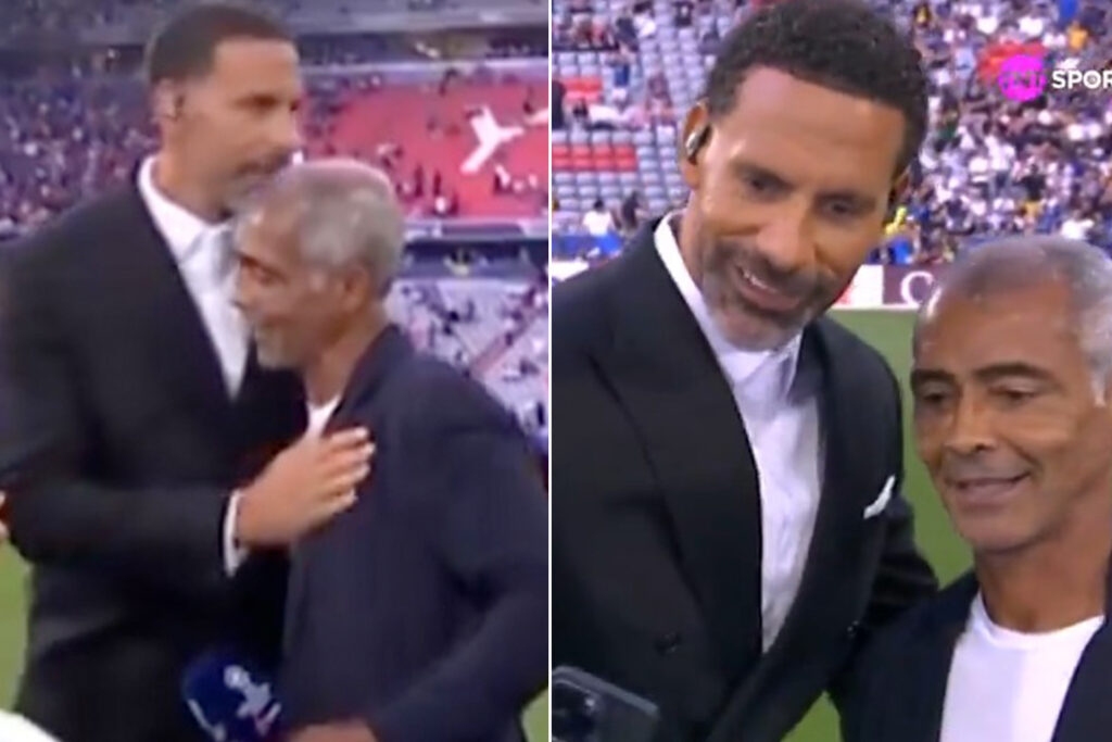 Rio Ferdinand interrupts foreign Champions League broadcast for selfie with legend in last ever TNT Sports appearance