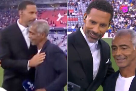 Rio Ferdinand interrupts foreign Champions League broadcast for selfie with legend in last ever TNT Sports appearance