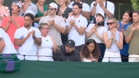 Former BBC pundit Nick Kyrgios stands out a mile as he makes shock appearance in Naomi Osaka’s Wimbledon box