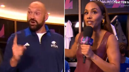 Alex Scott and Dermot O’Leary forced to apologise TWICE as Tyson Fury swears live on ITV during Soccer Aid coverage