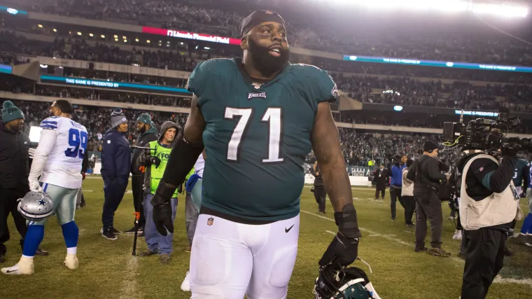Jason Peters walks off the field. Jason Peters walks off the field.