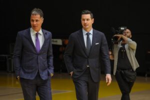 Plaschke: Rob Pelinka and JJ Redick should be safe under Dodgers regime … for now