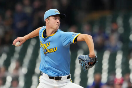 Brewers prospect Jacob Misiorowski exits due to cramping amid no-hit bid in MLB debut