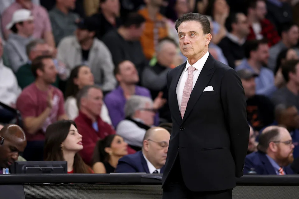 PROVIDENCE, RHODE ISLAND - MARCH 22: Head coach Rick Pitino of the St. John's Red Storm looks on against the Arkansas Razorbacks during the first half in the second round of the NCAA Men's Basketball Tournament at Amica Mutual Pavillion on March 22, 2025 in Providence, Rhode Island. (Photo by Maddie Meyer/Getty Images)