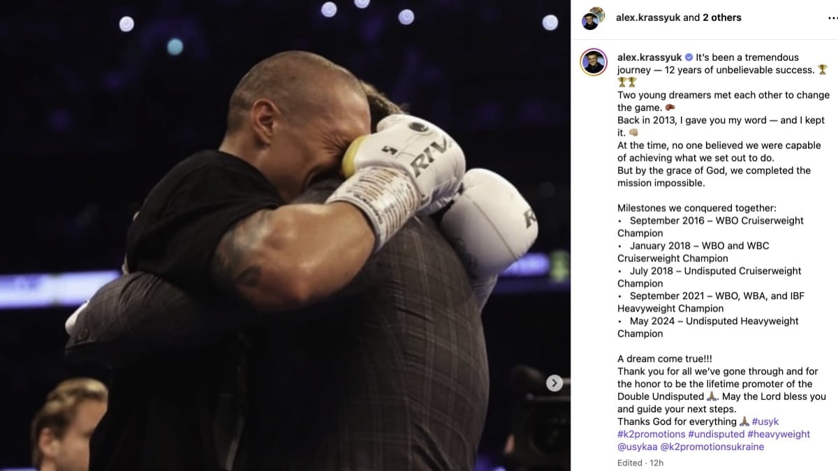 Image: Usyk Parts Ways with Krassyuk — Promoter Fallout Three Weeks Before Dubois Showdown
