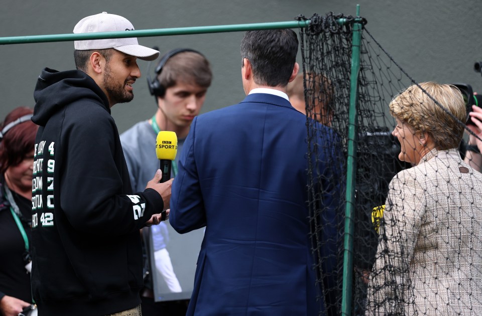 Nick Kyrgios being interviewed by the BBC at Wimbledon.