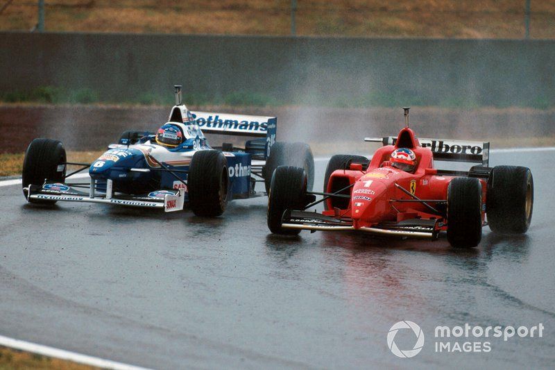 Winner Michael Schumacher, Ferrari, Jacques Villeneuve, Williams