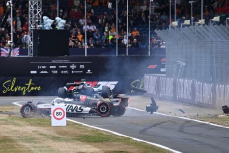 Bearman gets 10-place F1 British GP grid penalty for crashing having ignored red flags