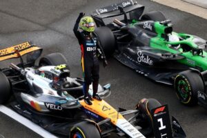 Norris’ British GP celebrations cut short after being hit in fence accident