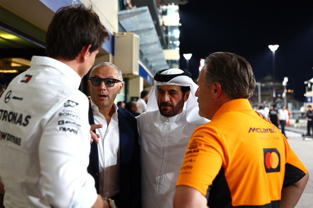 Stefano Domenicali, CEO of the Formula One Group, Toto Wolff, Mercedes, Mohammed Ben Sulayem, FIA President, Zak Brown, McLaren Chief Executive Officer