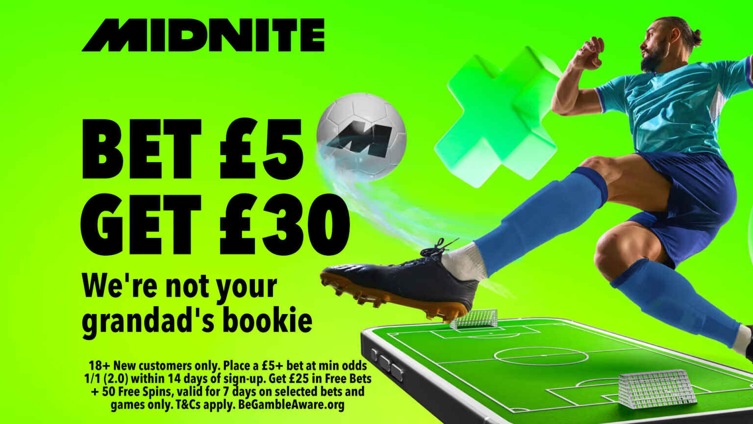 EFL bonus offer: Get £25 in football free bets and 50 free spins when you join Midnite