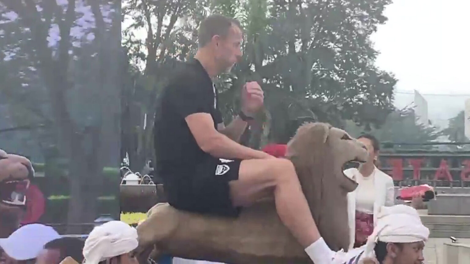 Bizarre moment EFL manager carried into press conference onboard LION at Indonesian pre-season tour