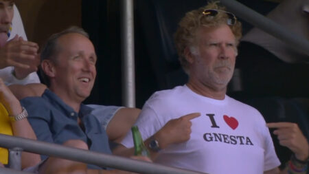 Leeds part-owner Will Ferrell sends crowd wild during Man Utd friendly as fans spot what’s on Hollywood star’s T-shirt